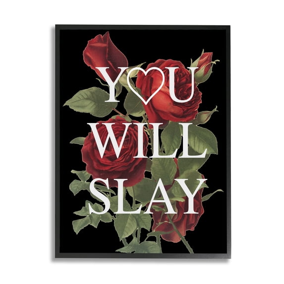 Stupell Industries You Will Slay Chic Red Roses Glam Phrase Framed Wall Art, 16 x 20, Design by Lil' Rue