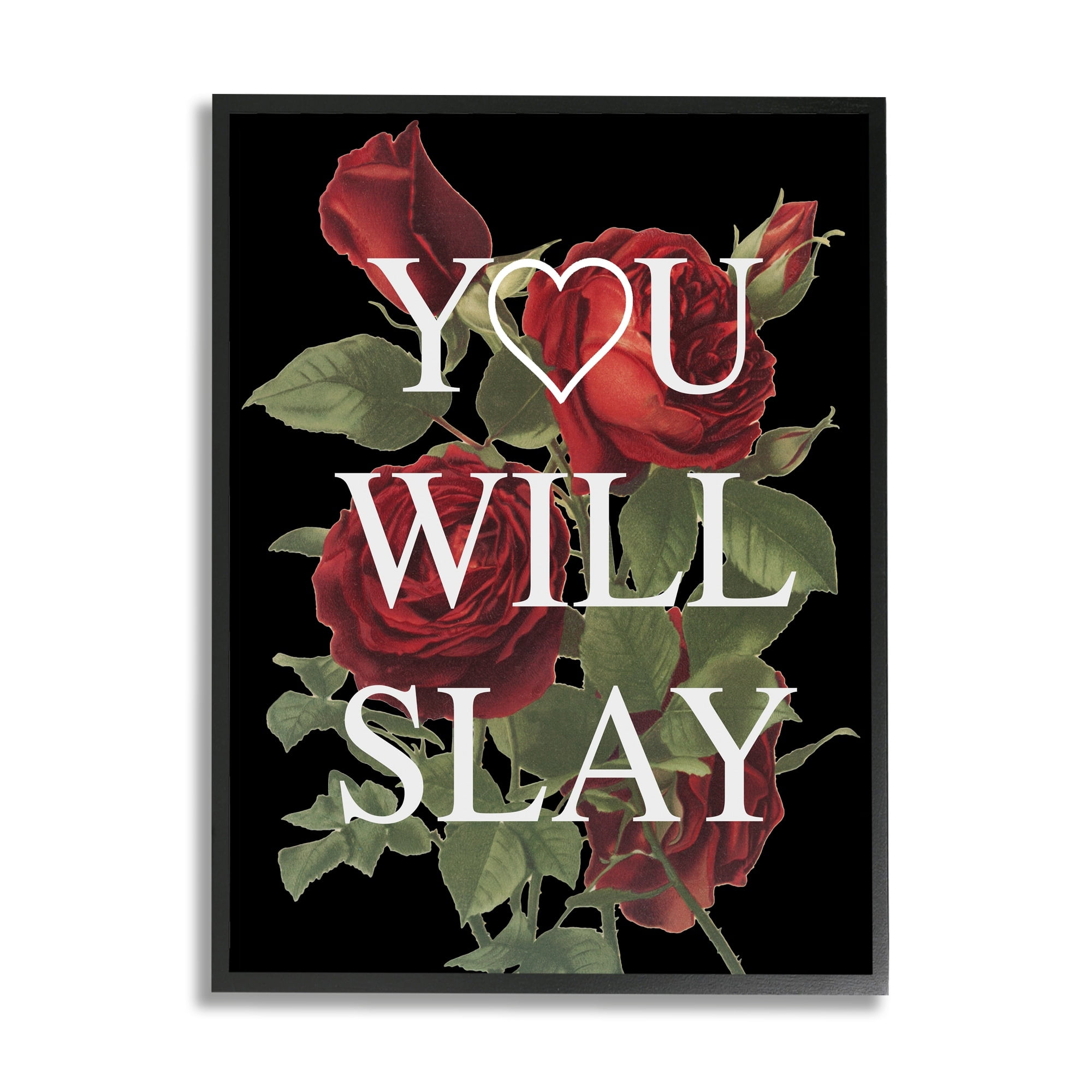 Stupell Industries You Will Slay Chic Red Roses Glam Phrase Framed Wall Art, 24 x 30, Design by Lil' Rue