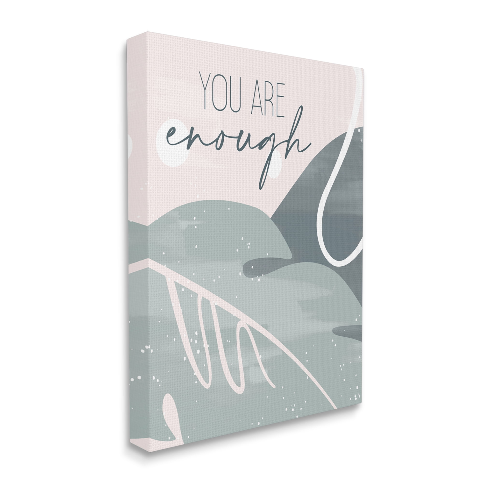 Stupell Industries You are Enough Phrase Soft Green Leaves Canvas Wall Art by Kim Allen
