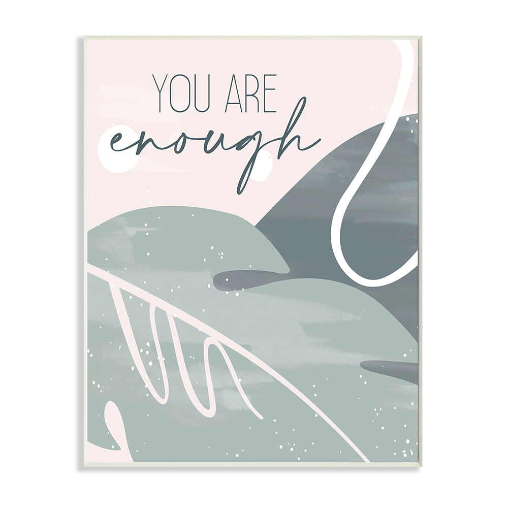 Stupell Industries You are Enough Phrase Soft Green Leaves Wall Plaque by Kim Allen