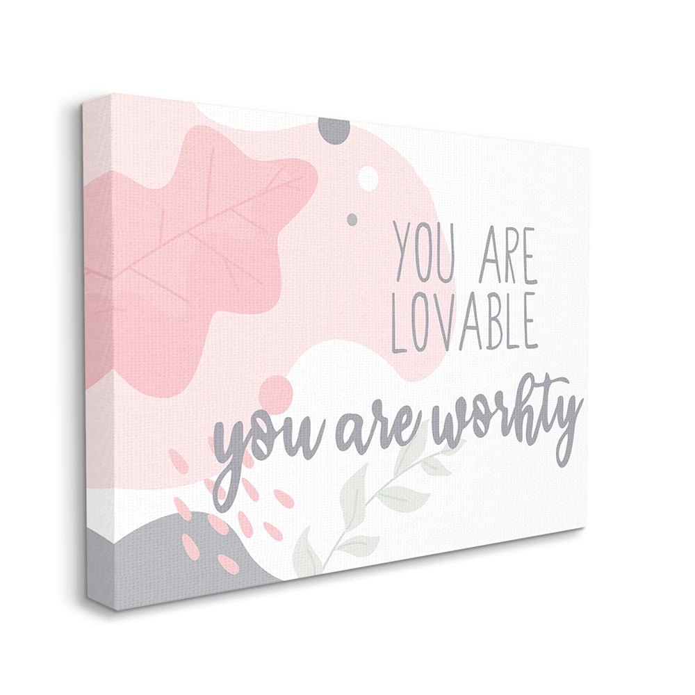Stupell Industries You are Loveable Phrase Abstract Pink Nature Canvas Wall Art by Kim Allen