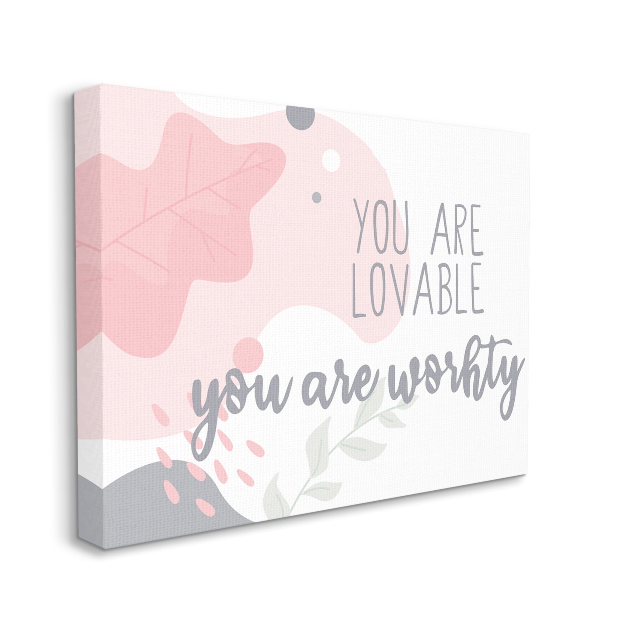 Stupell Industries You are Loveable Phrase Abstract Pink Nature Canvas Wall Art by Kim Allen