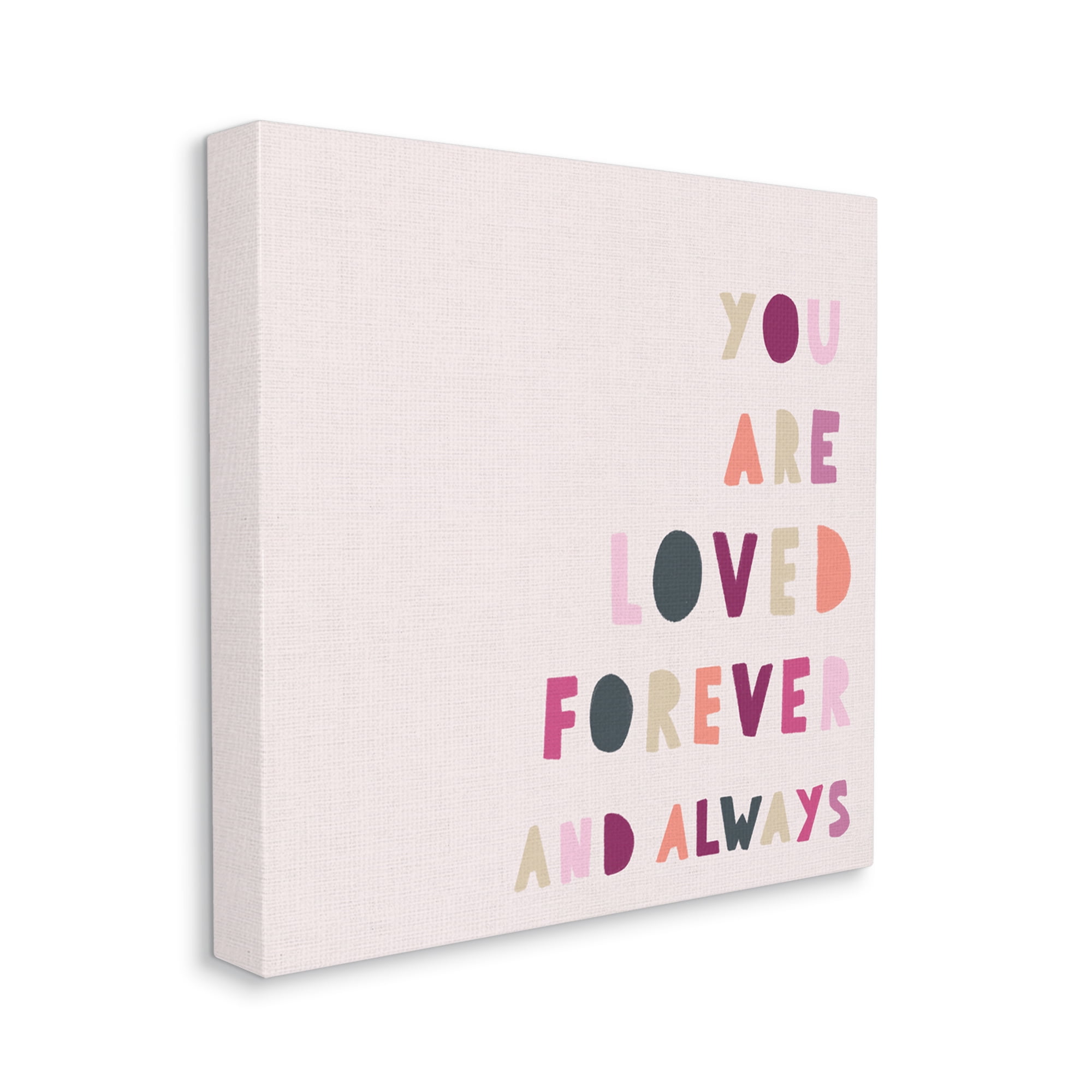 Stupell Industries You are Loved Forever Phrase Playful Love Sentiment Inspirational Painting Gallery Wrapped Canvas Print Wall Art, 24 x 24
