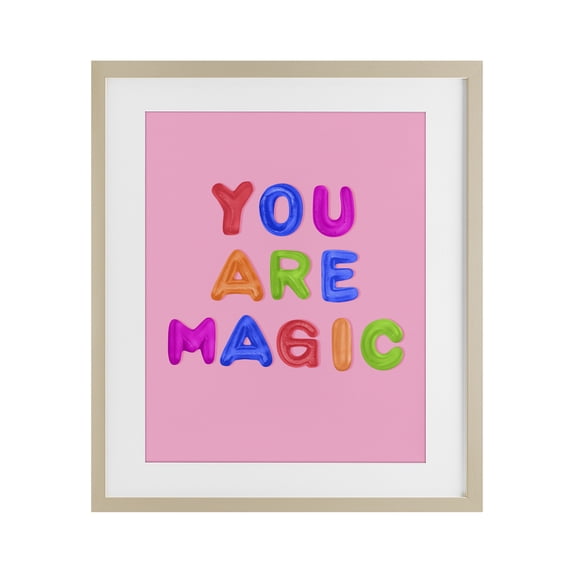 Stupell Industries Contemporary You are Magic Gummies over Pink Birch Framed Print Under Glass, 13 x 16, by LISH Creative