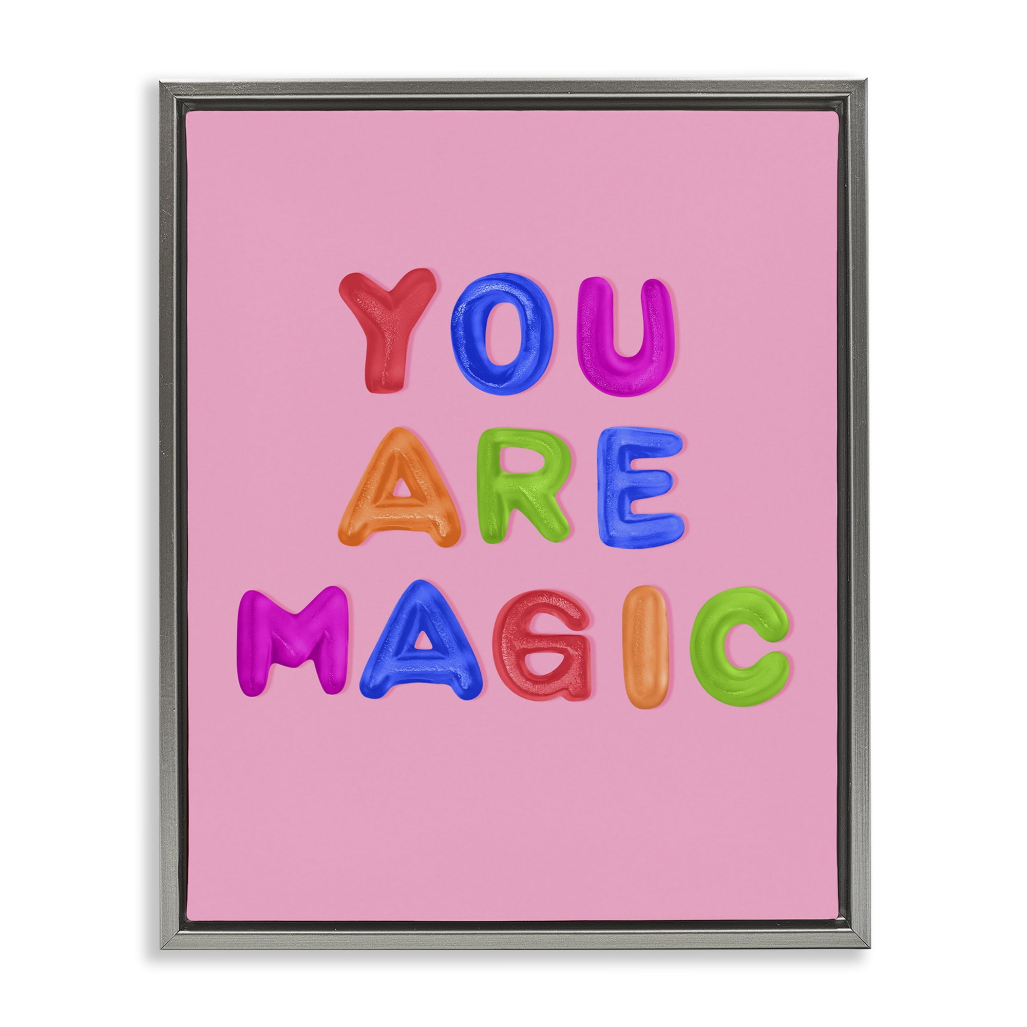 Stupell Industries You are Magic Gummies over Pink Gray Framed Floater Canvas Wall Art, design by LISH Creative