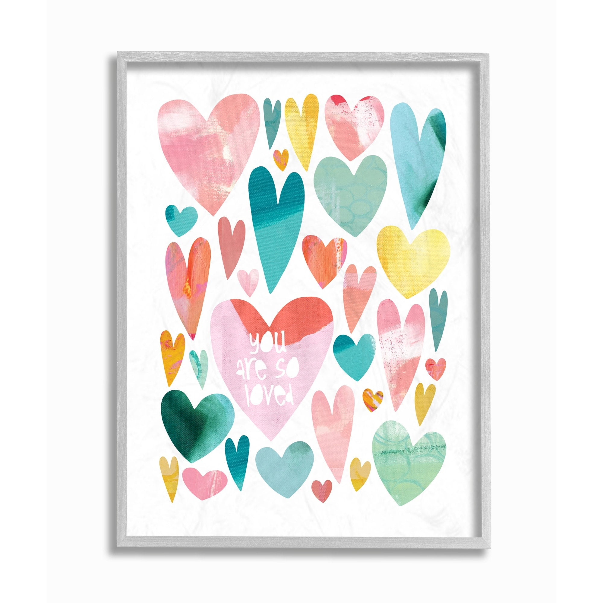 Stupell Industries You are So Love Phrase with Colorful Distressed Hearts Designed by Jennifer McCully