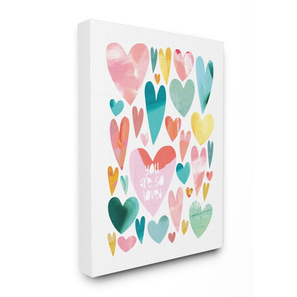 Stupell Industries You are So Love Phrase with Colorful Distressed Hearts Designed by Jennifer McCully