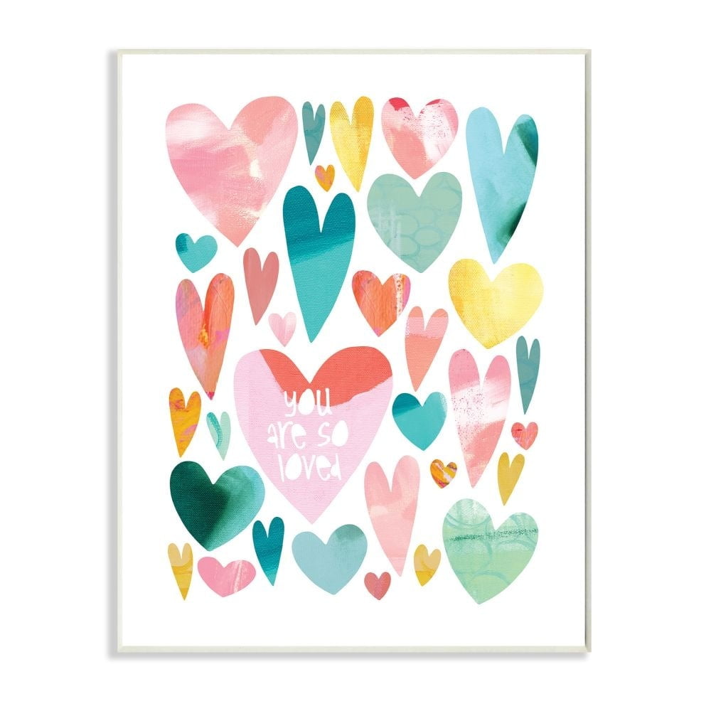 Stupell Industries You are So Love Phrase with Colorful Distressed Hearts Designed by Jennifer McCully