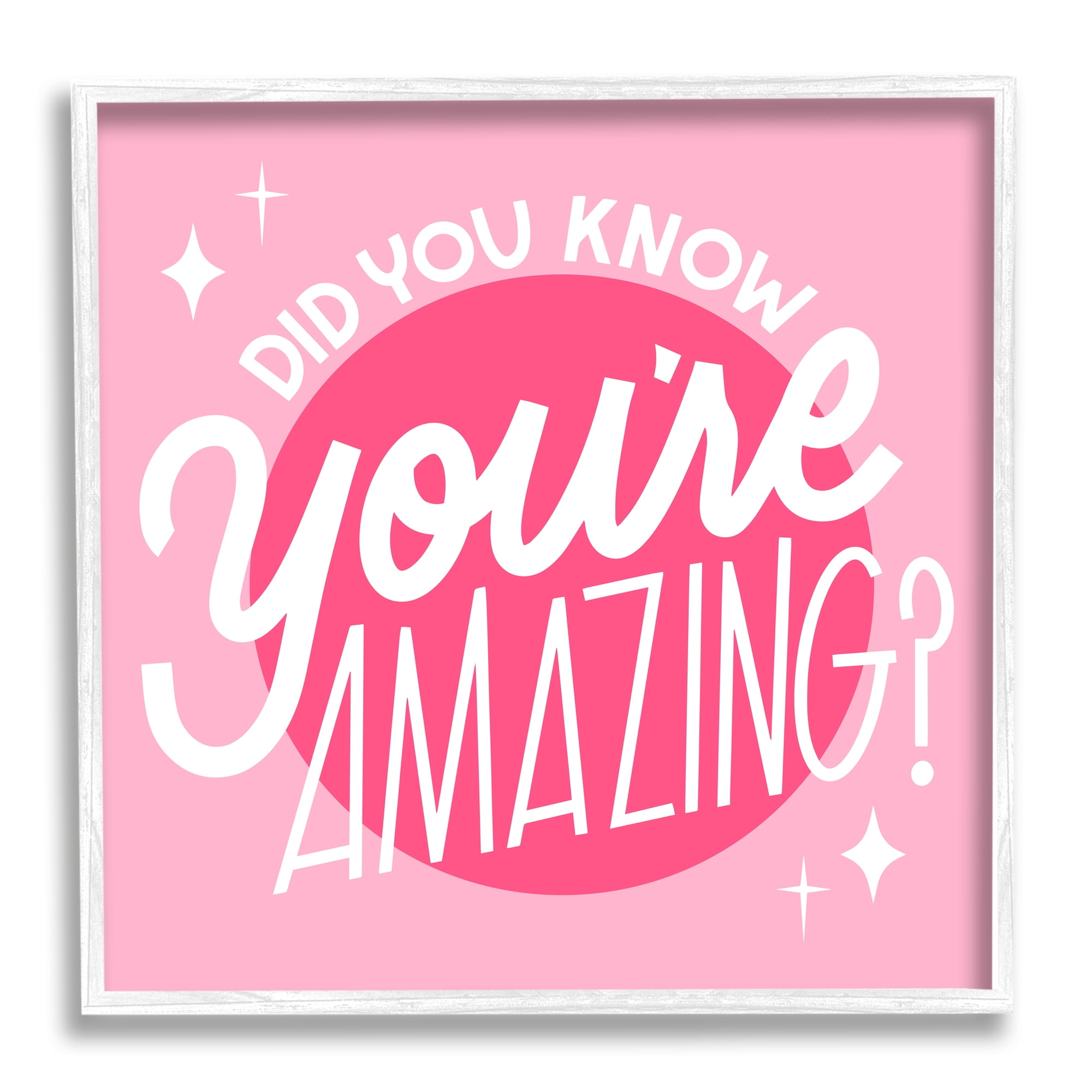 Stupell Industries You're Amazing Bold Pink Phrase Inspirational Painting White Framed Art Print Wall Art