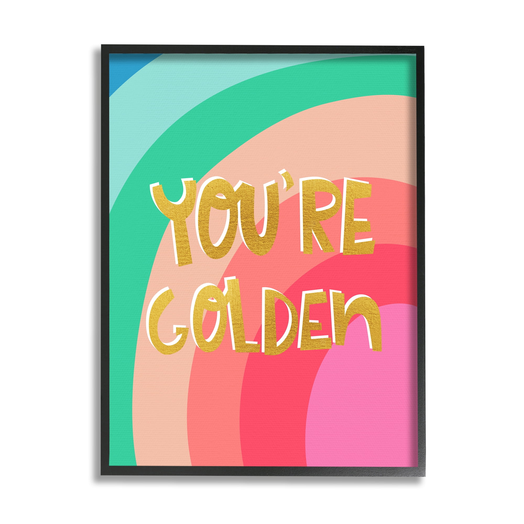 Stupell Industries You're Golden Patterned Inspirational Painting Black Framed Art Print Wall Art, 11 x 14