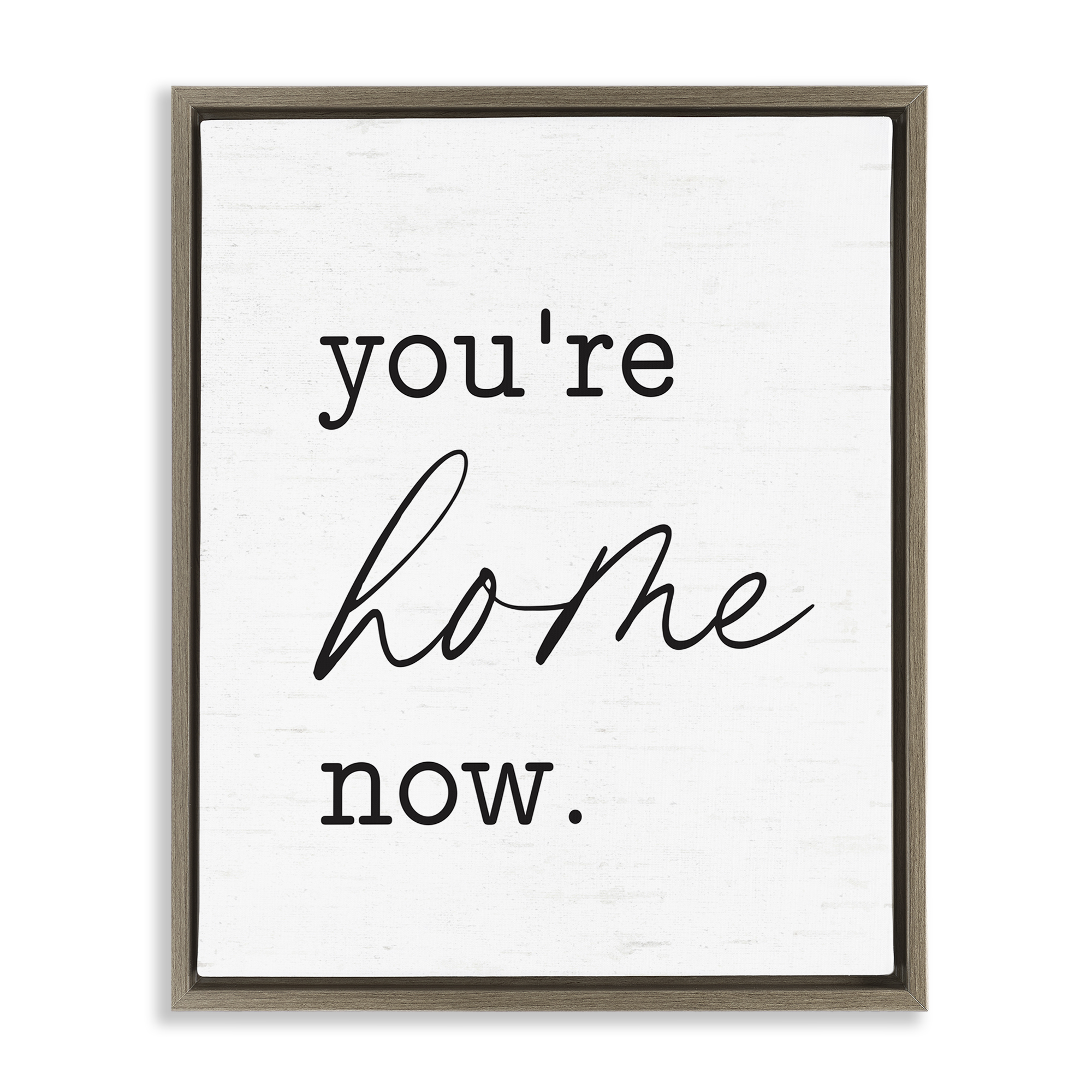 Stupell Industries You're Home Now Text & Numbers Painting Brown Floater Framed Canvas Art Print Wall Art, 17 x 21