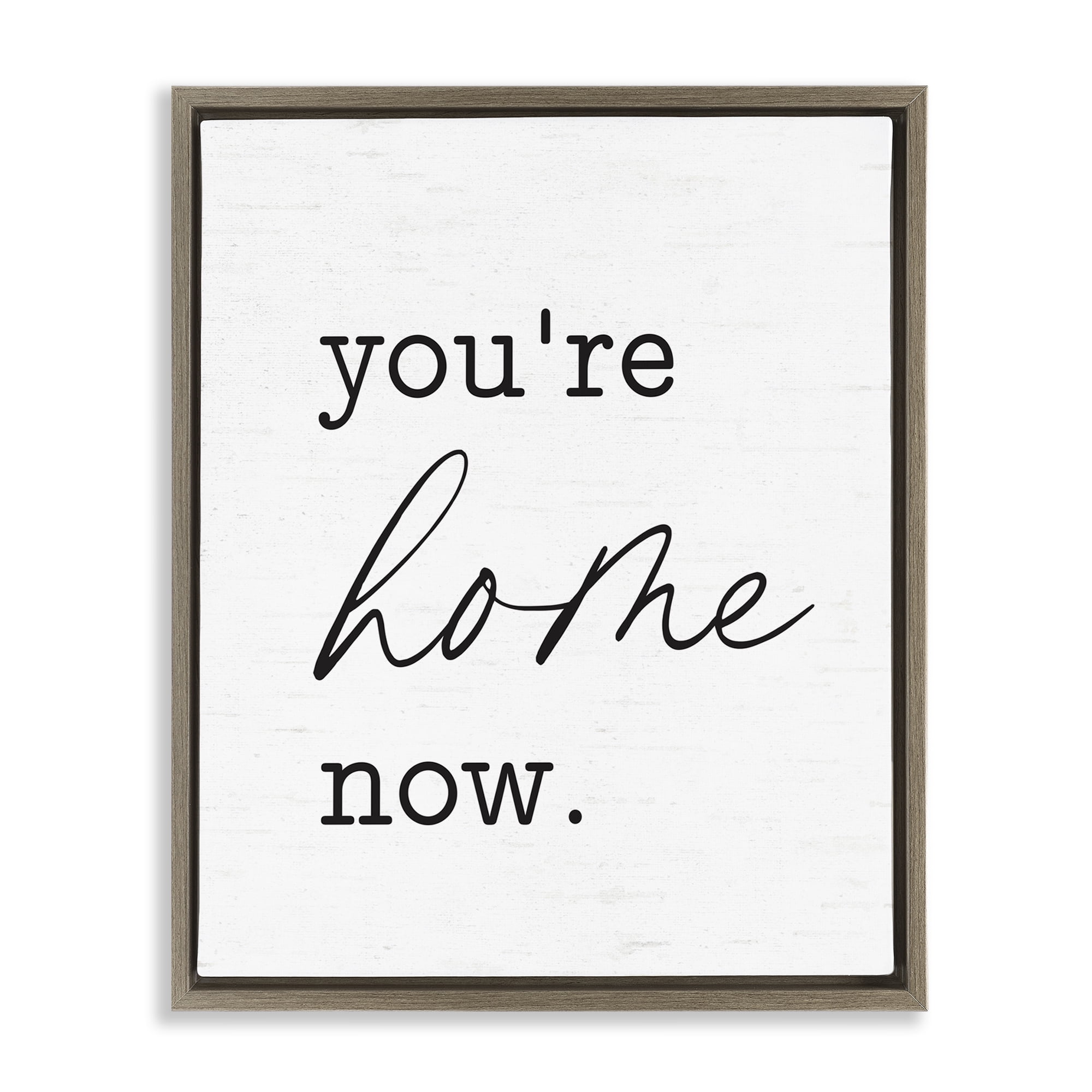 Stupell Industries You're Home Now Text & Numbers Painting Brown Floater Framed Canvas Art Print Wall Art, 25 x 31