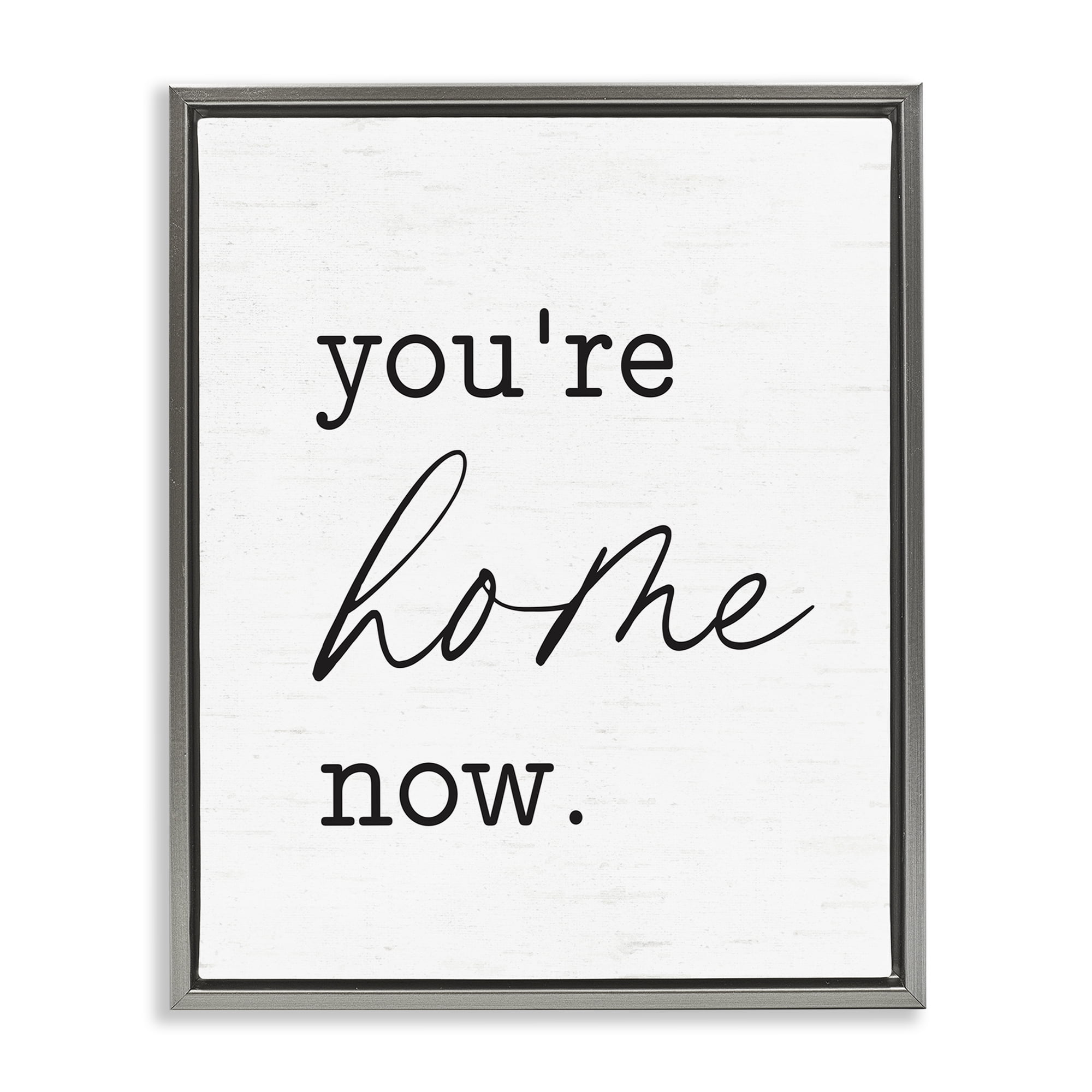 Stupell Industries You're Home Now Text & Numbers Painting Gray Floater Framed Canvas Art Print Wall Art, 17 x 21