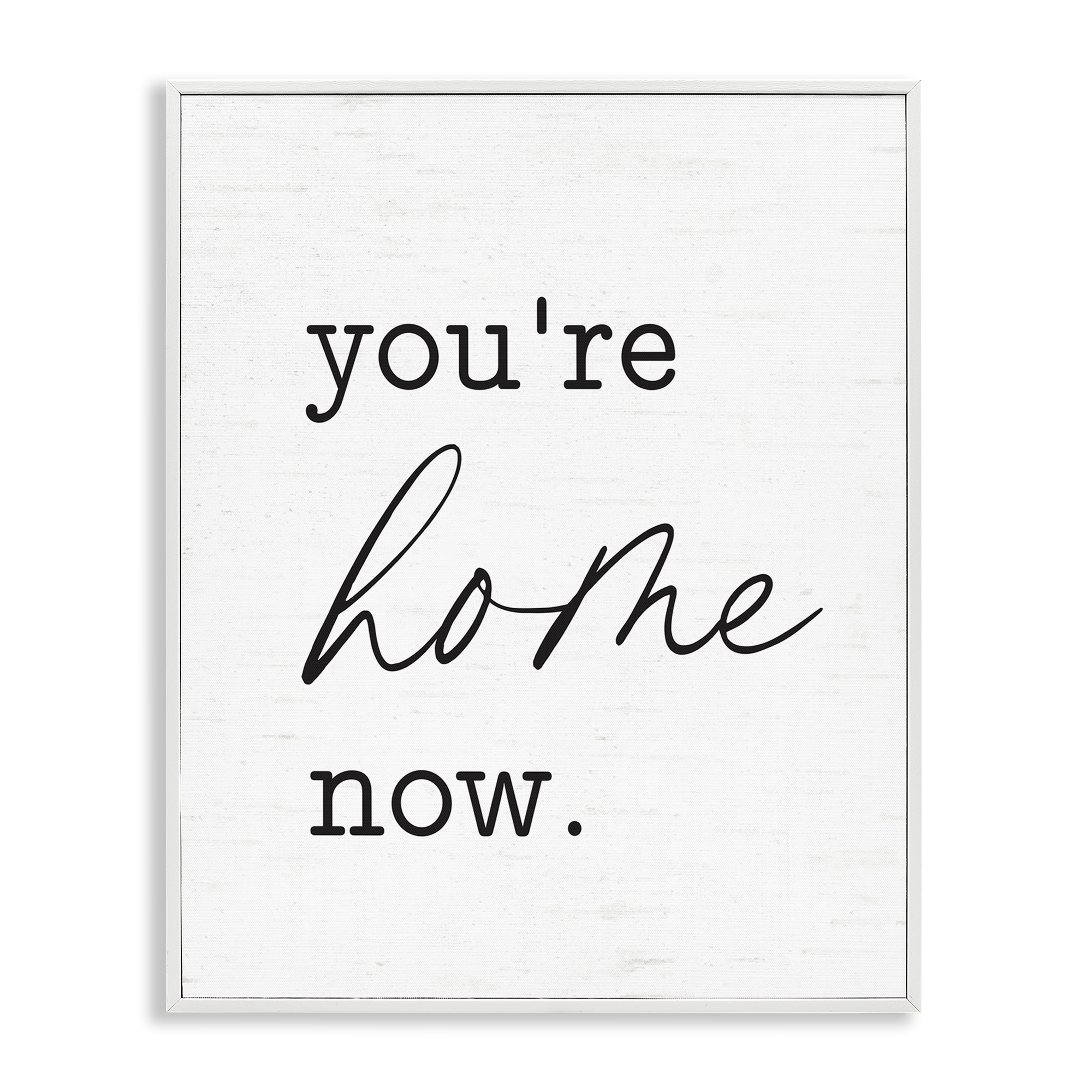 Stupell Industries You're Home Now Text & Numbers Painting White Framed Art Print Wall Art, 16 x 20