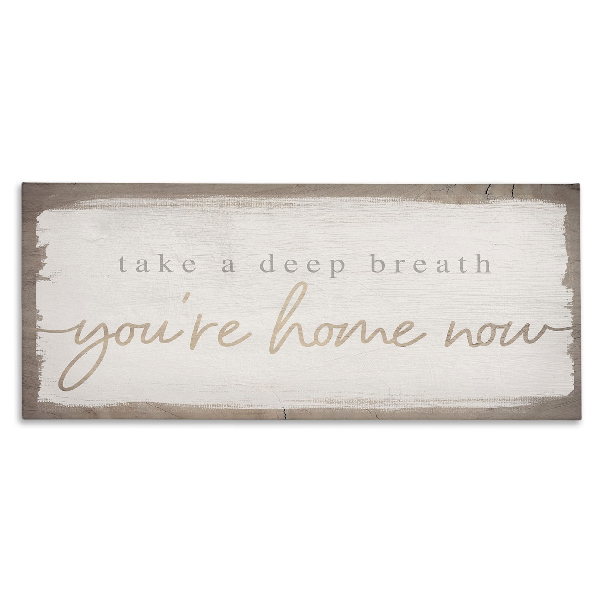 Stupell Industries You're Home Now Weathered Shabby Chic Sign Canvas Wall Art, 24 x 10, Design by Daphne Polselli