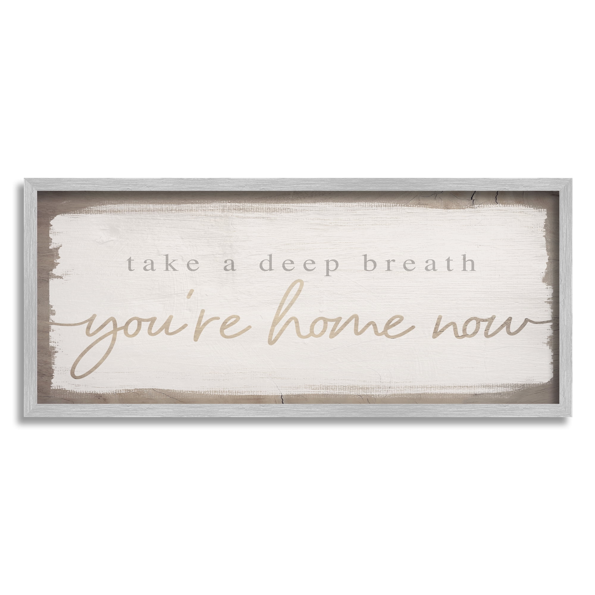 Stupell Industries You're Home Now Weathered Shabby Chic Sign Framed Wall Art, 30 x 13, Design by Daphne Polselli