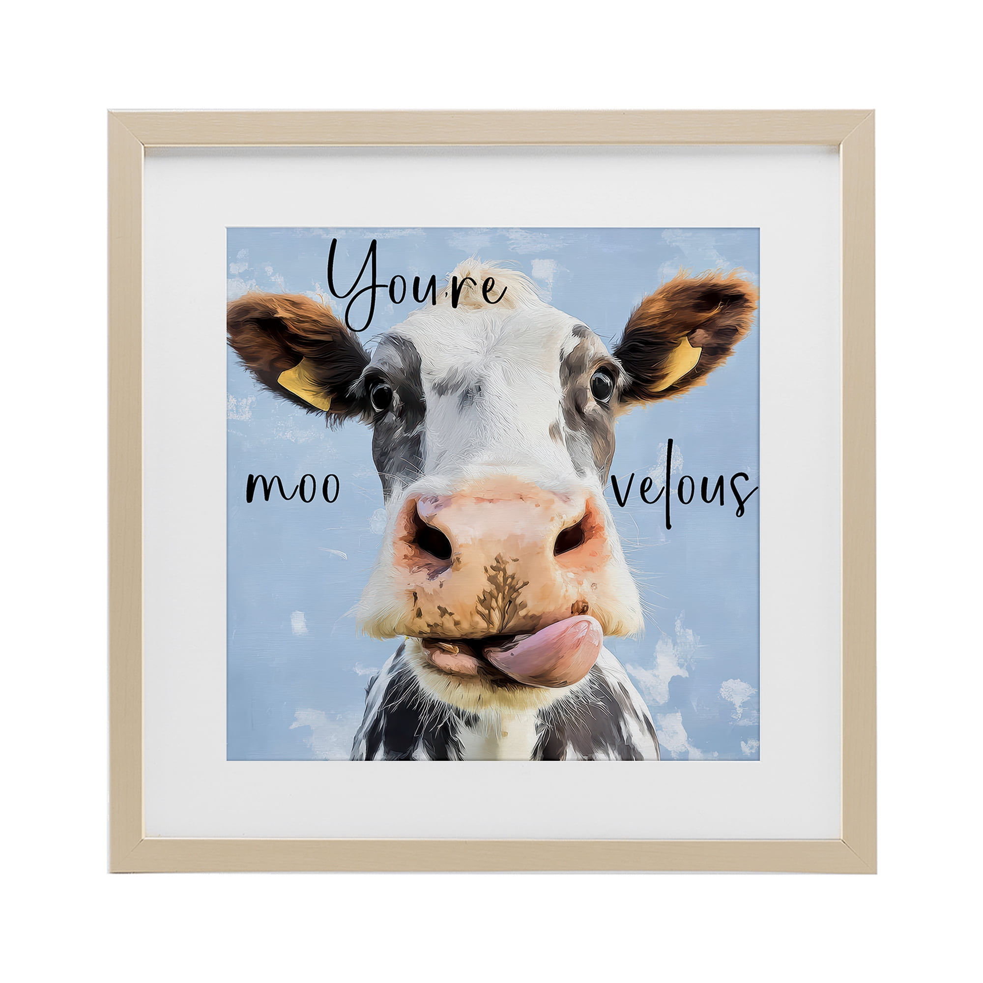Stupell Industries You're Moo-velous Cow Birch Framed Print Under Glass, design by Kim Curinga