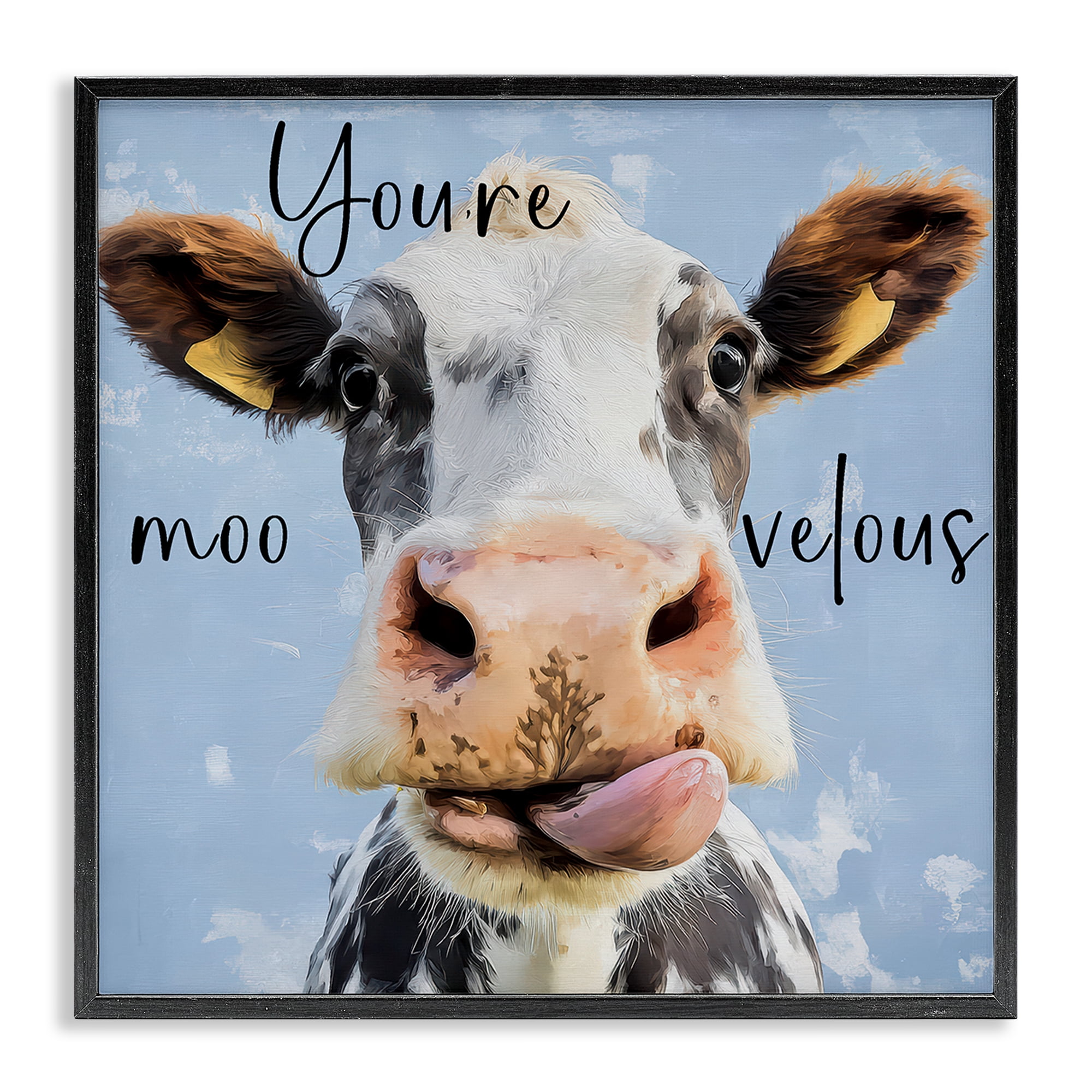 Stupell Industries You're Moo-velous Cow Black Framed Giclee Art, design by Kim Curinga