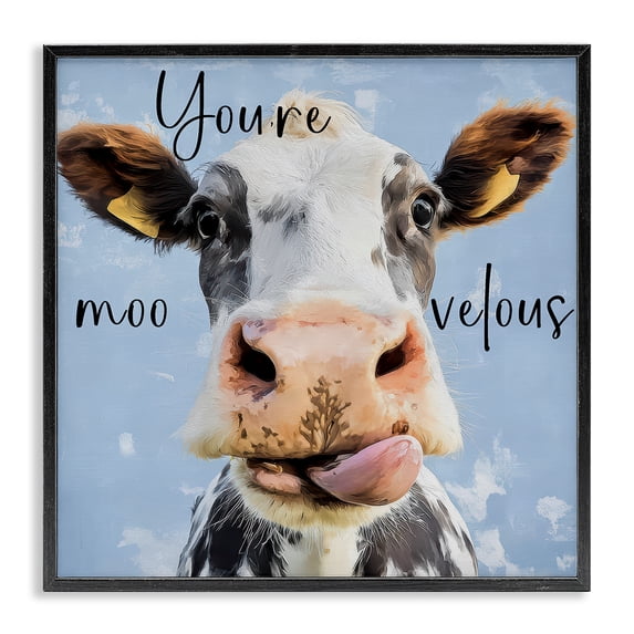 Stupell Industries Rustic Lodge You're Moo-velous Cow Black Framed Giclee Art, 24 x 24, by Kim Curinga
