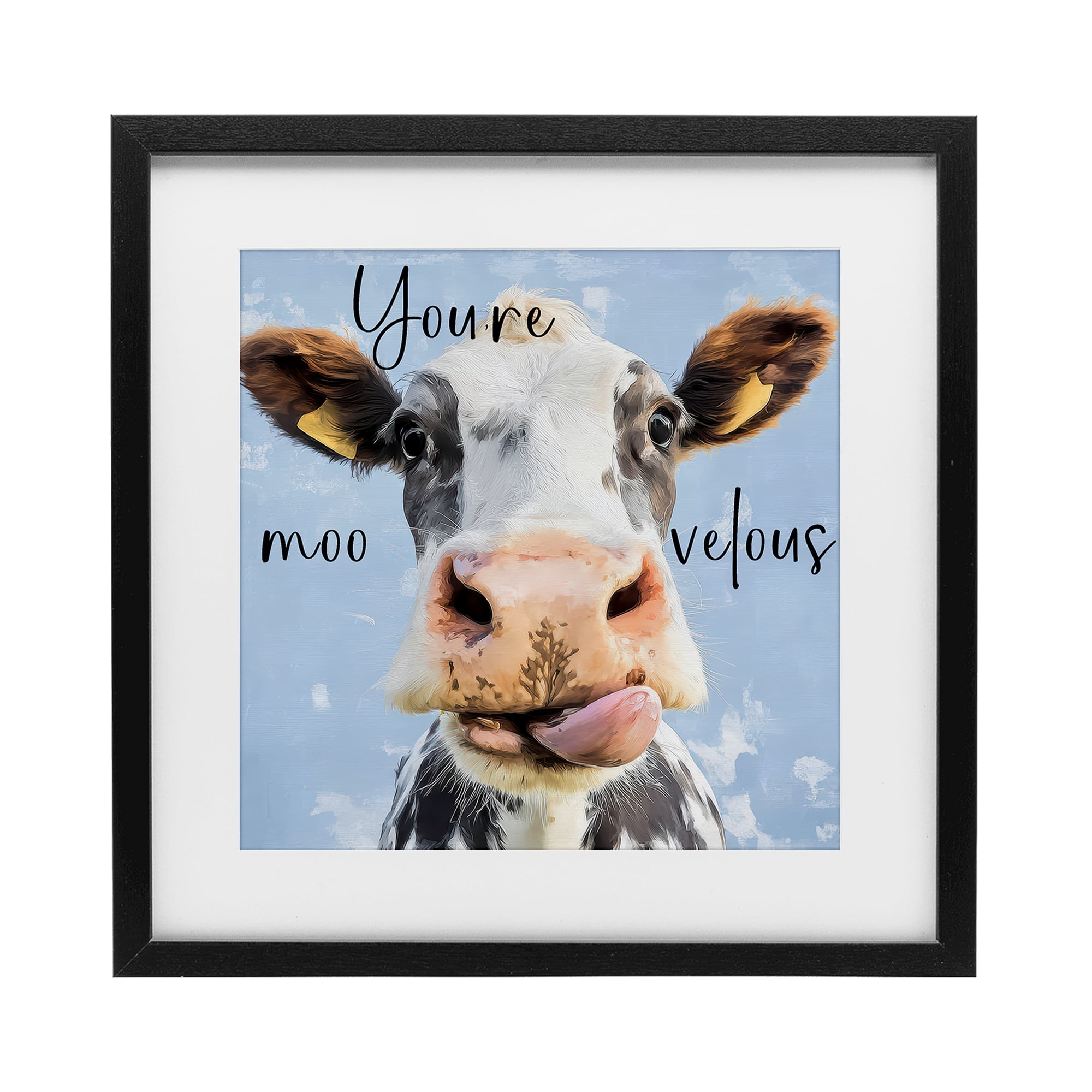 Stupell Industries You're Moo-velous Cow Black Framed Print Under Glass, design by Kim Curinga