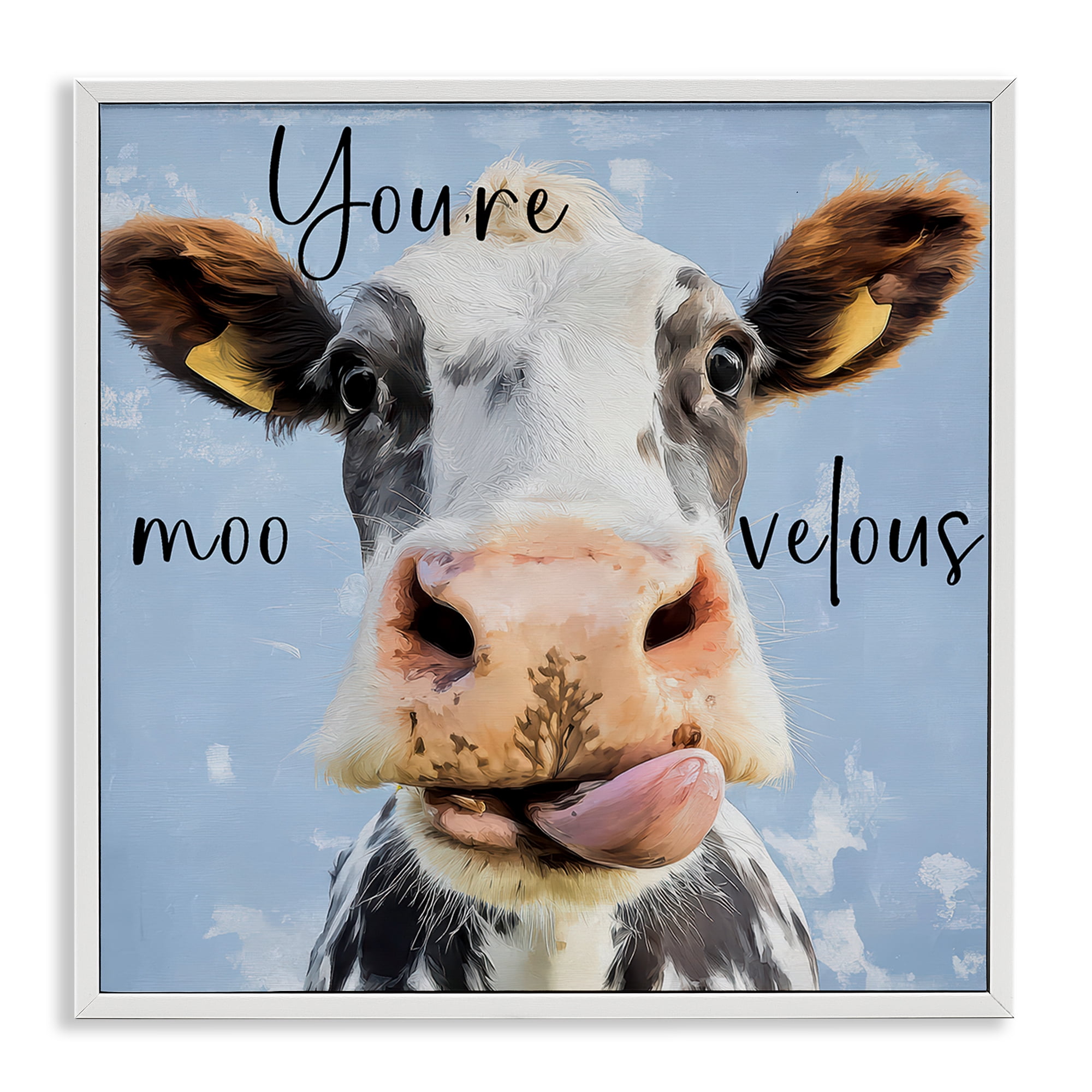 Stupell Industries You're Moo-velous Cow White Framed Giclee Art, design by Kim Curinga