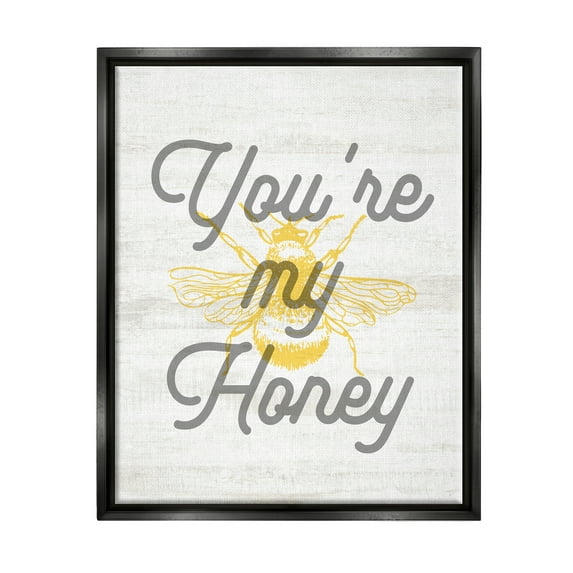 Stupell Industries You're My Honey Bee Phrase Animals & Insects Painting Black Floater Framed Art Print Wall Art, 25 x 31
