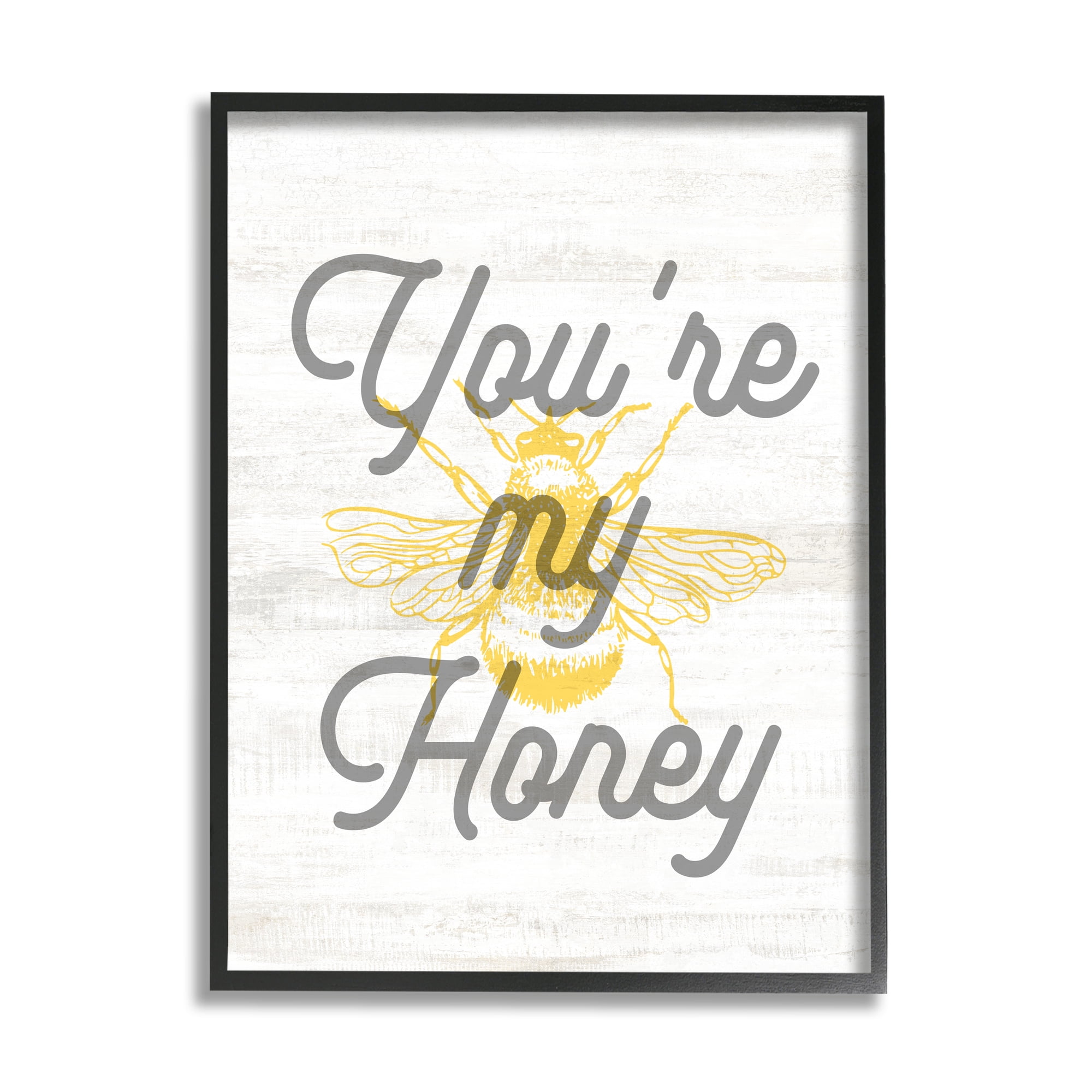 Stupell Industries You're My Honey Bee Phrase Animals & Insects Painting Black Framed Art Print Wall Art, 16 x 20