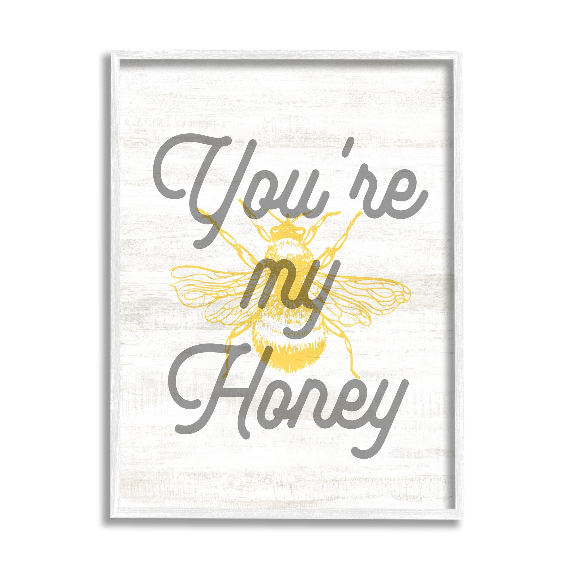 Stupell Industries You're My Honey Bee Phrase Animals & Insects Painting White Framed Art Print Wall Art, 11 x 14