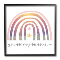 Stupell Industries You're My Rainbow Phrase Spring Pink Florals Botanical & Floral Painting Black Framed Art Print Wall Art, 12 x 12