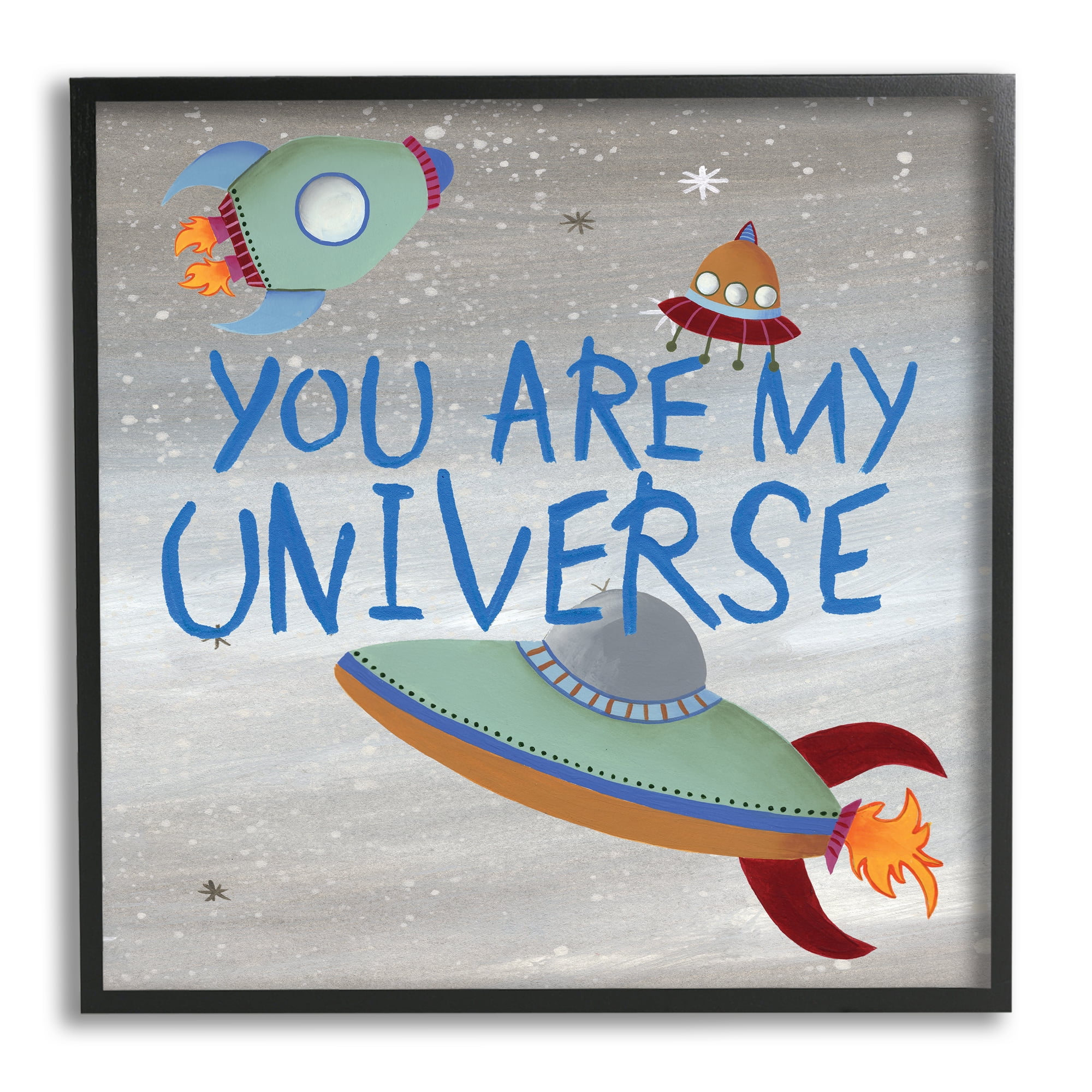 Stupell Industries You're My Universe Quote Sci-Fi Outer Space UFO, 12 x 12, Designed by Regina Moore