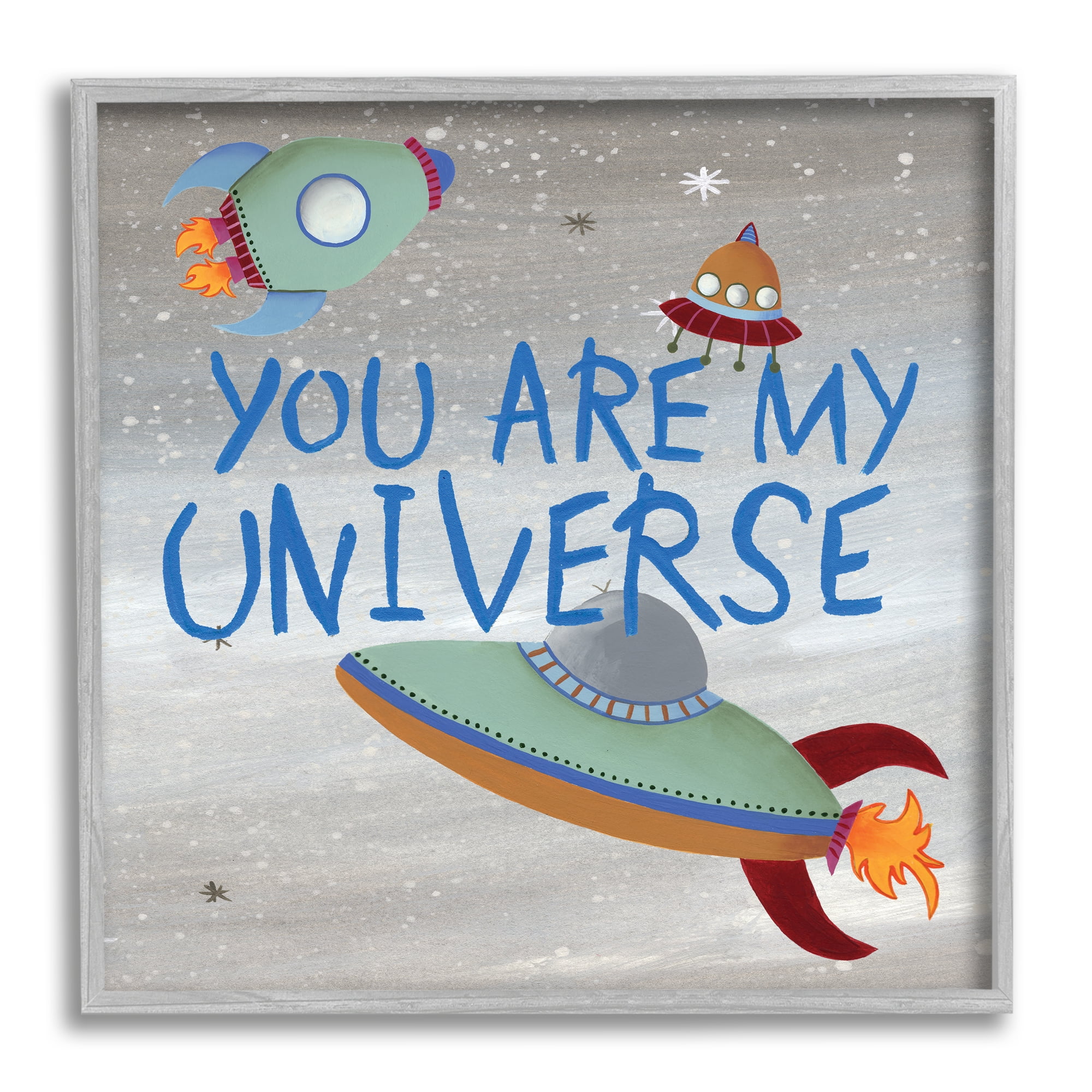 Stupell Industries You're My Universe Quote Sci-Fi Outer Space UFO, 24 x 24, Designed by Regina Moore