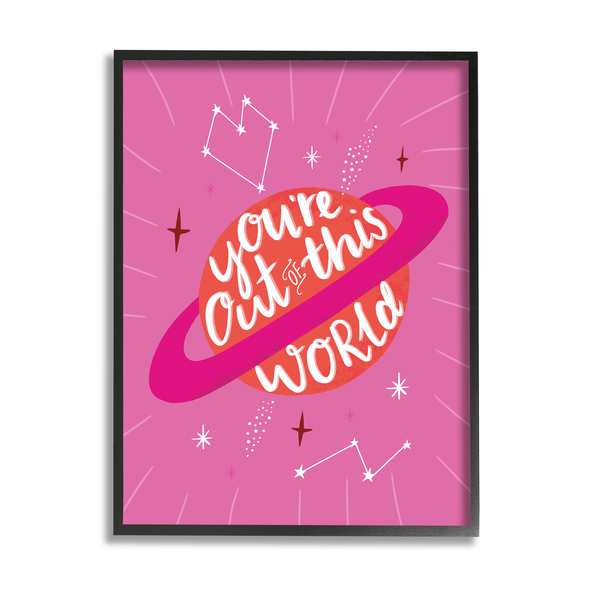 Stupell Industries You're Out of This World Phrase Valentine Pink Planet, 16 x 20, Designed by Louise Allen
