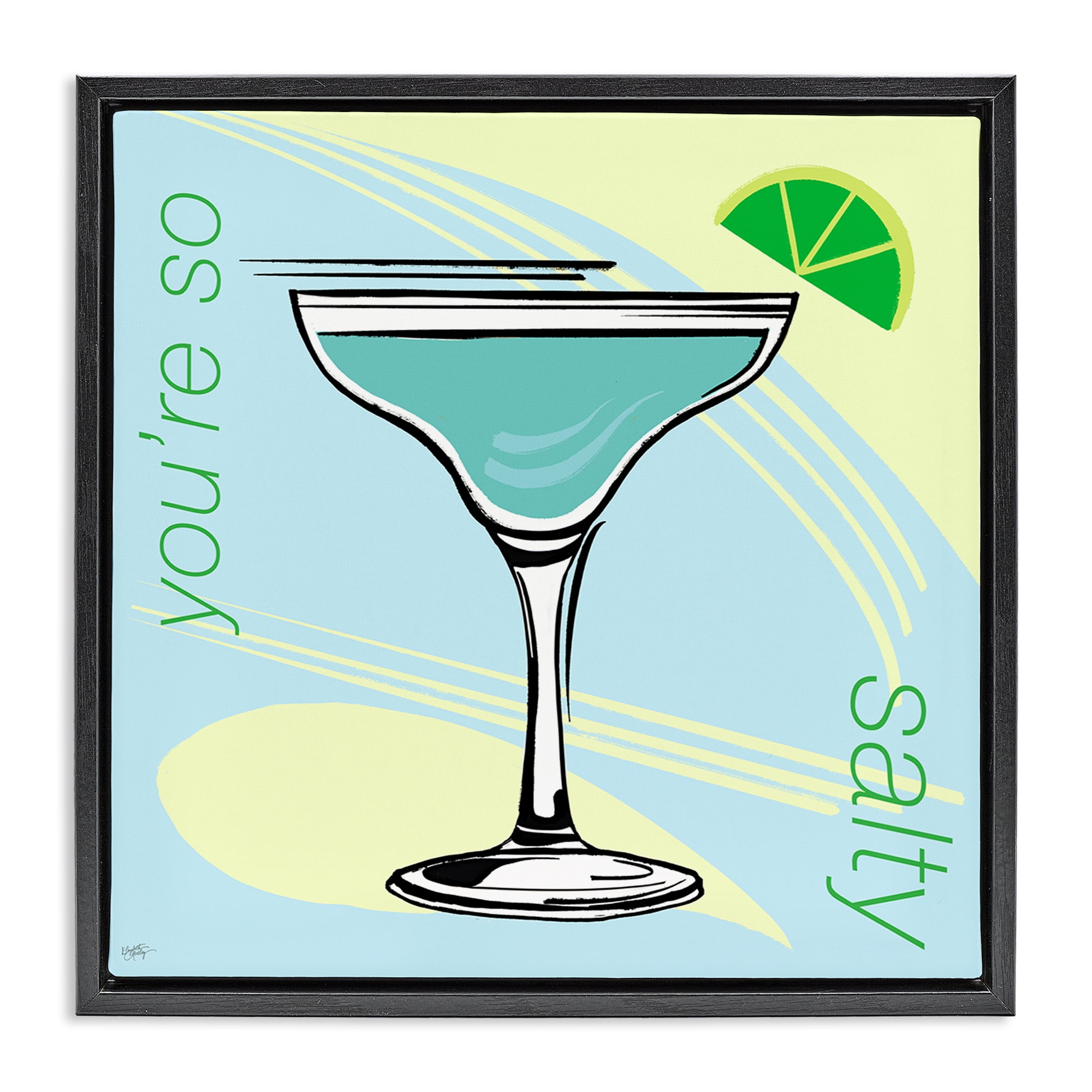 Stupell Industries You're So Salty Cocktail Food & Beverage Painting Black Floater Framed Canvas Art Print Wall Art, 18 x 18