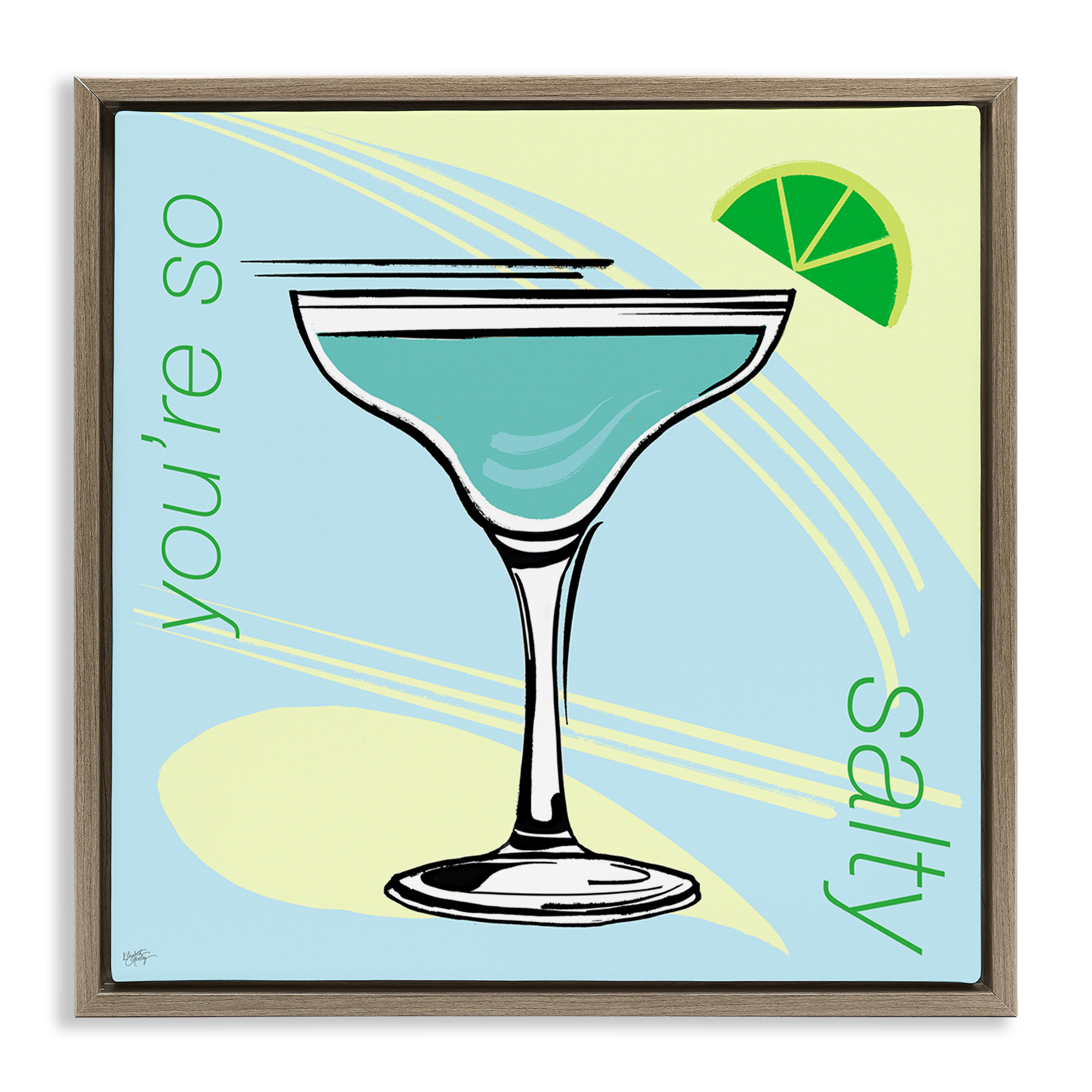 Stupell Industries You're So Salty Cocktail Food & Beverage Painting Brown Floater Framed Canvas Art Print Wall Art, 18 x 18