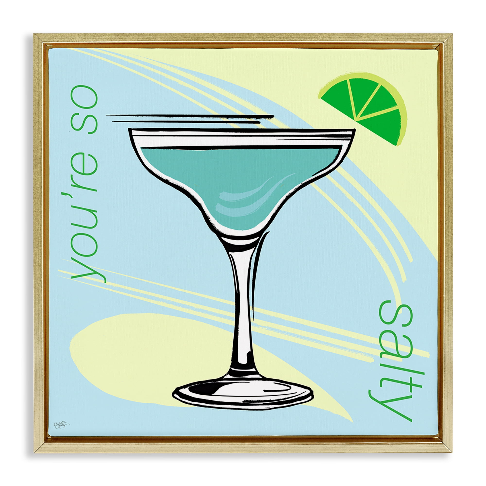Stupell Industries You're So Salty Cocktail Food & Beverage Painting Gold Floater Framed Canvas Art Print Wall Art, 18 x 18