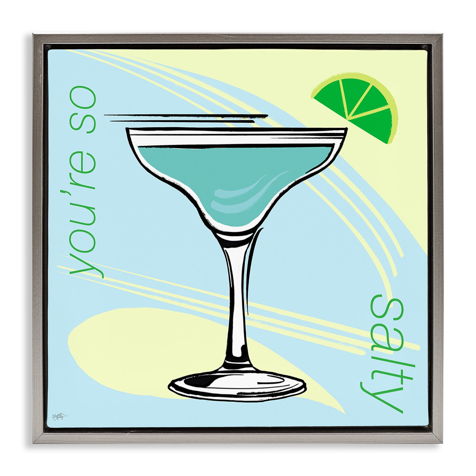 Stupell Industries You're So Salty Cocktail Food & Beverage Painting Gray Floater Framed Canvas Art Print Wall Art, 25 x 25