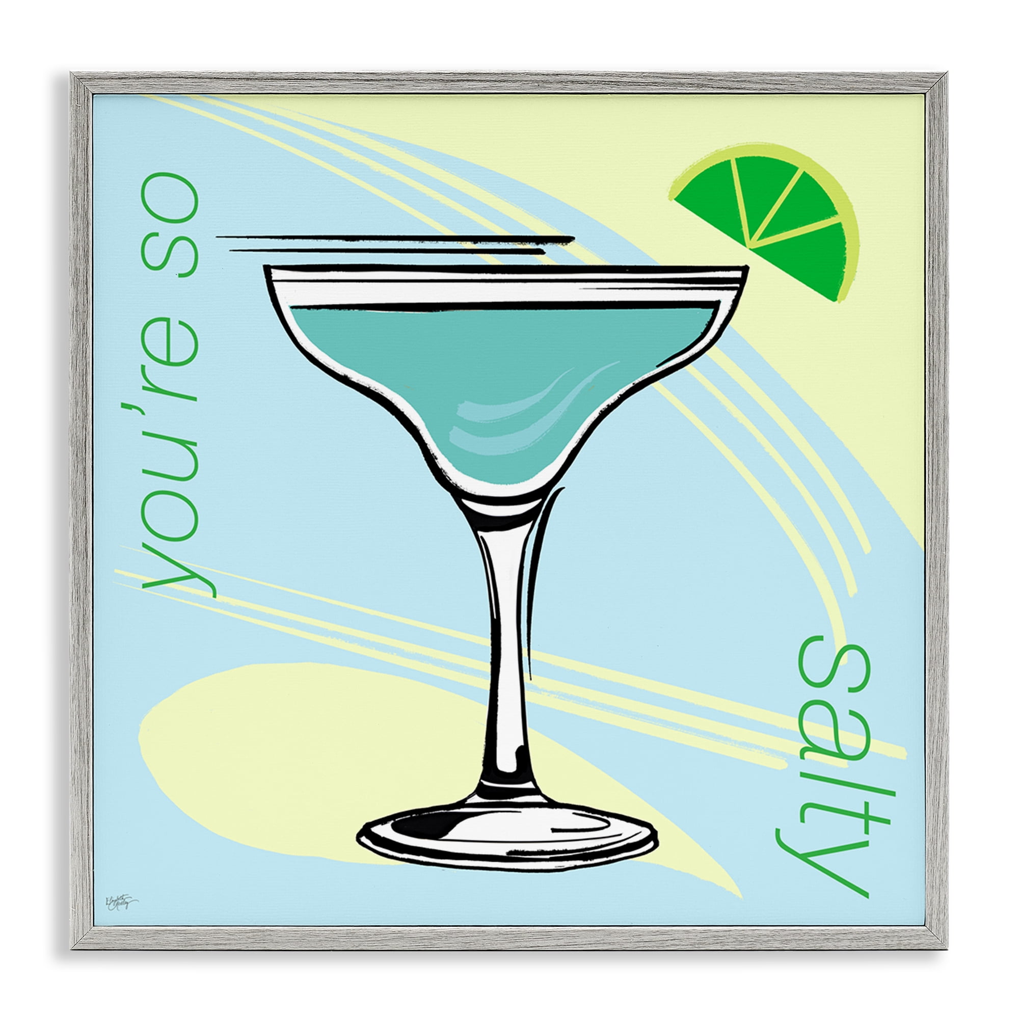 Stupell Industries You're So Salty Cocktail Food & Beverage Painting Gray Framed Art Print Wall Art, 24 x 24