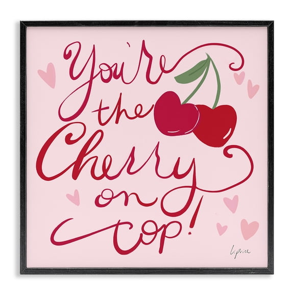 Stupell Industries You're The Cherry On Top Black Framed Giclee Art design by Lucille Price, 17 x 17