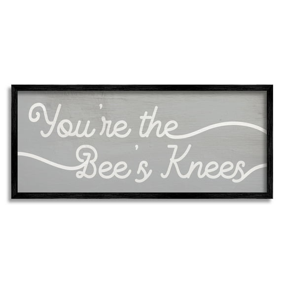 Stupell Industries You're the Bee's Knees Expression Charming Minimal Text Inspirational Painting Black Framed Art Print Wall Art, 10 x 24