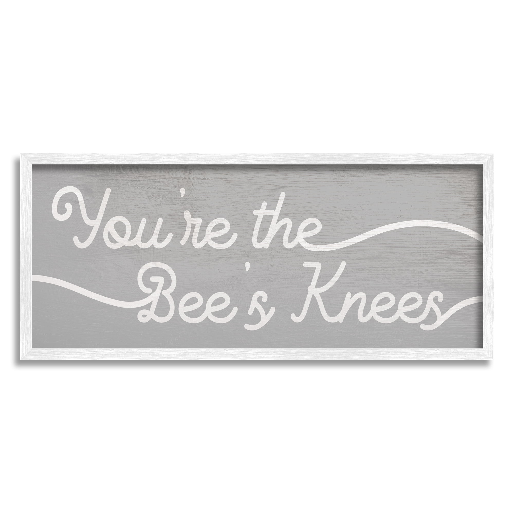 Stupell Industries You're the Bee's Knees Expression Charming Minimal Text Inspirational Painting White Framed Art Print Wall Art, 10 x 24