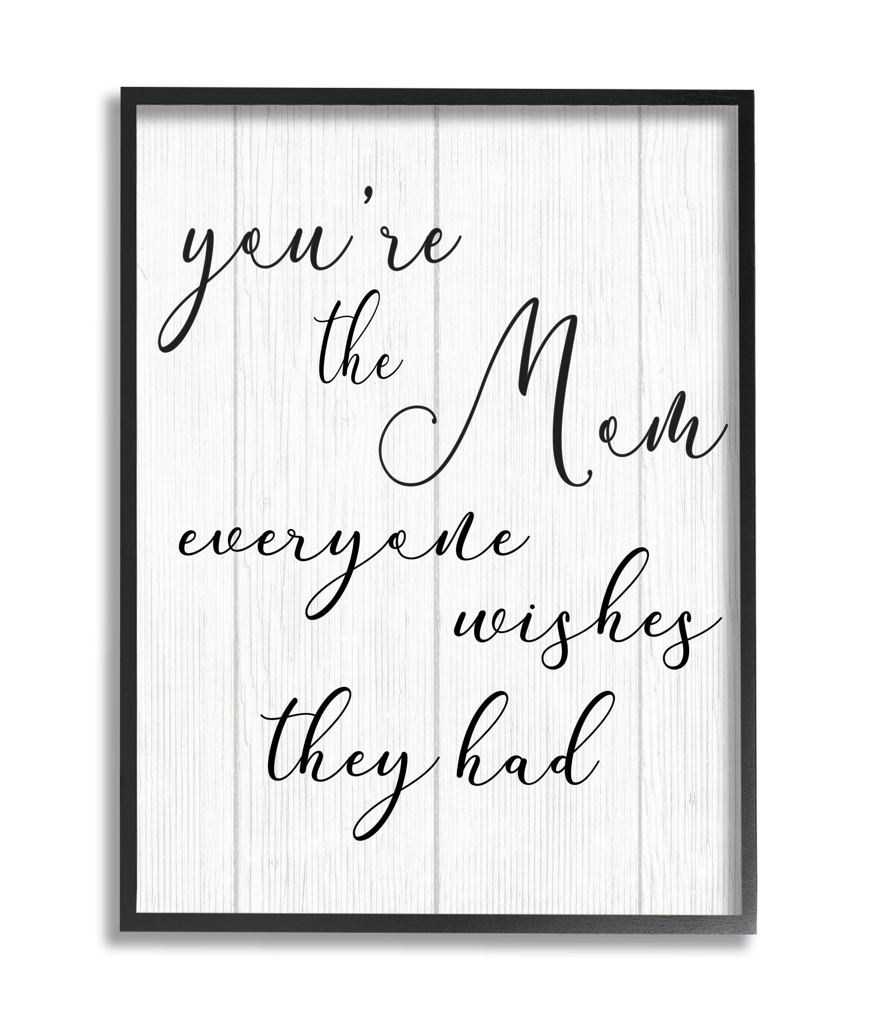 Stupell Industries You're the Mom Phrase Motivational Family Appreciation Black Framed, 11 x 14, Design by Daphne Polselli