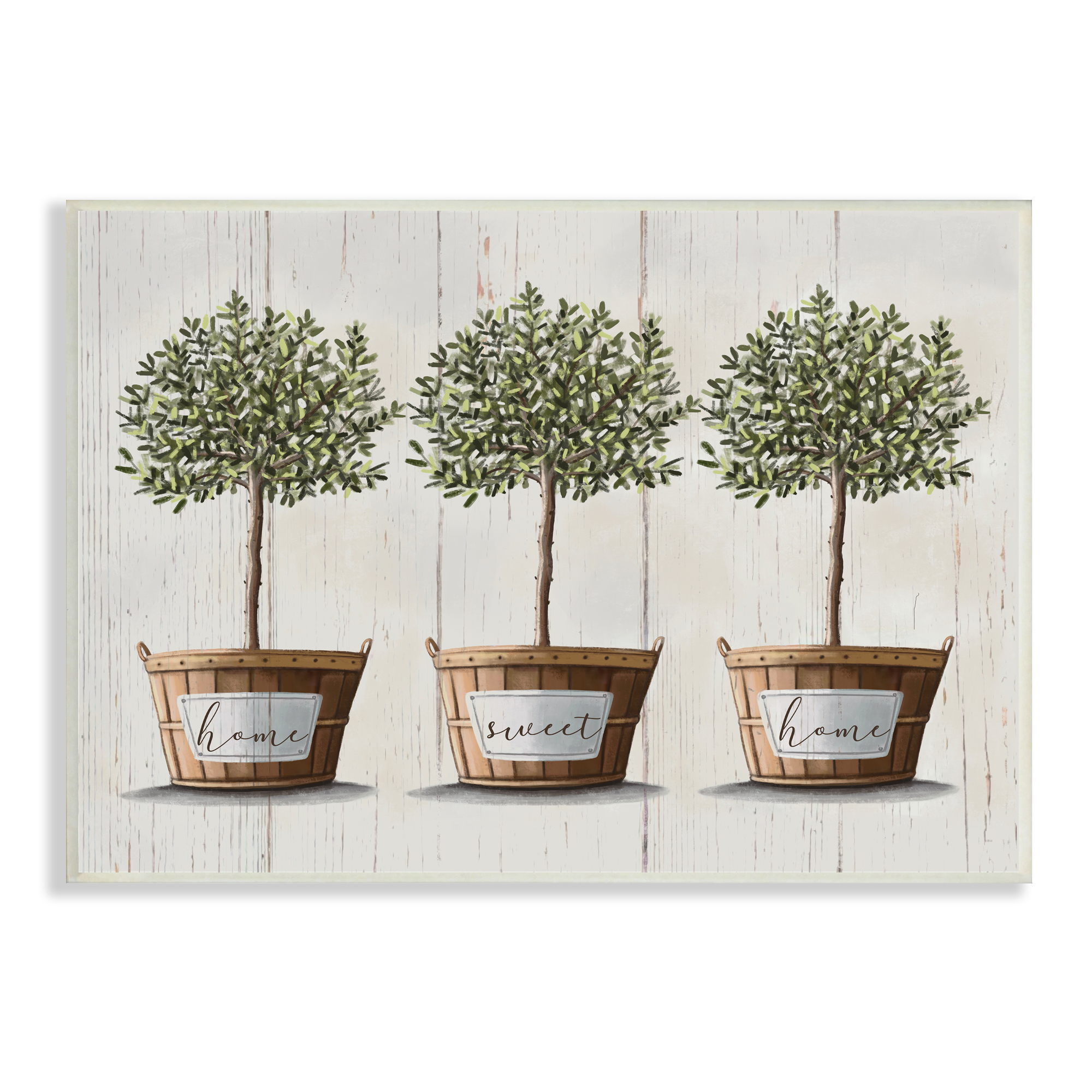 Stupell Industries Young Fruit Trees Charming Baskets Home Sweet Home, 10 x 15, Designed by Elizabeth Tyndall