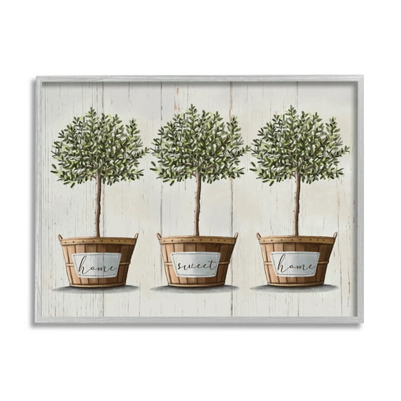 Stupell Industries Young Fruit Trees Charming Baskets Home Sweet Home, 16 x 20, Designed by Elizabeth Tyndall