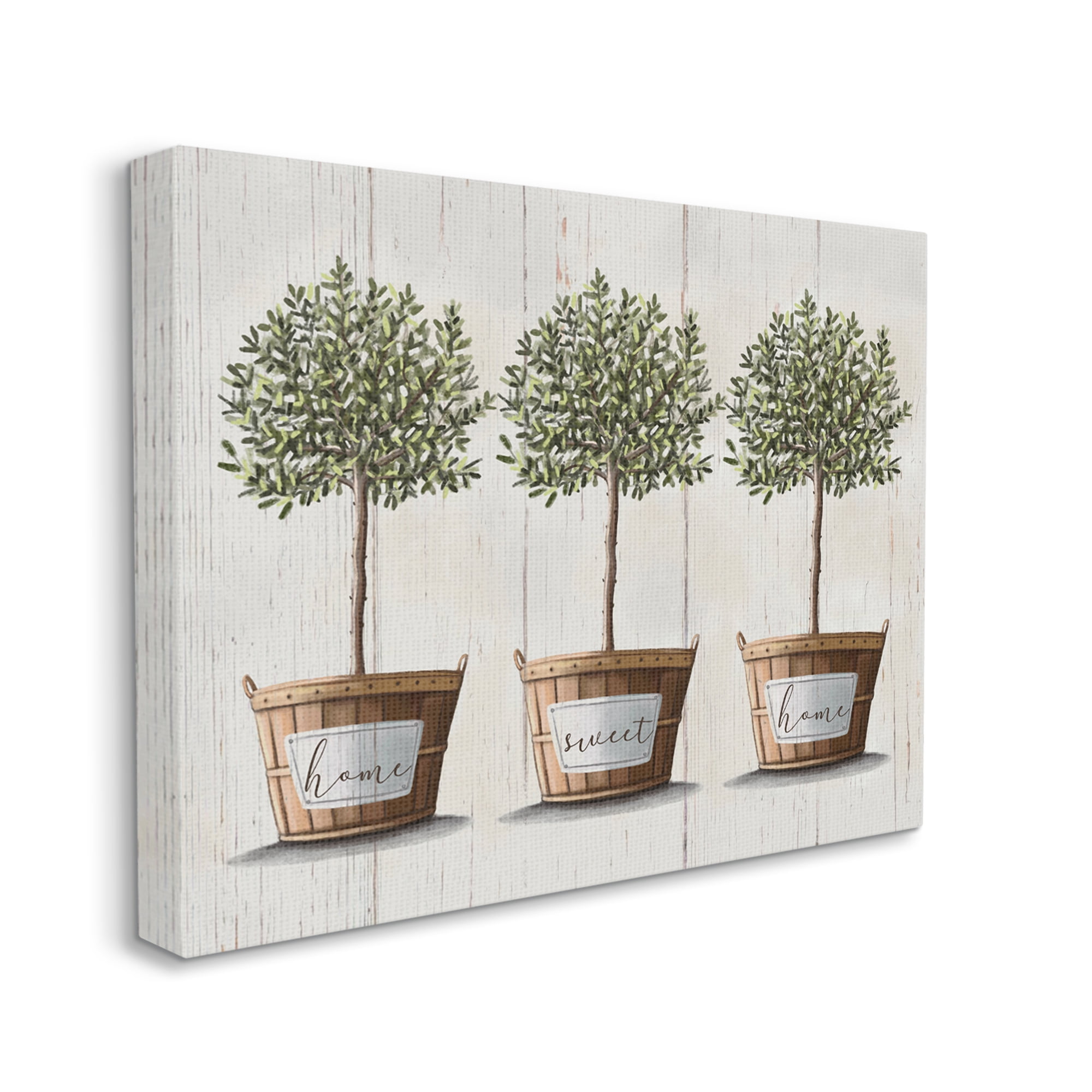 Stupell Industries Young Fruit Trees Charming Baskets Home Sweet Home Rustic Painting Gallery-Wrapped Canvas Print Wall Art, 30 x 40, Design by Elizabeth Tyndall