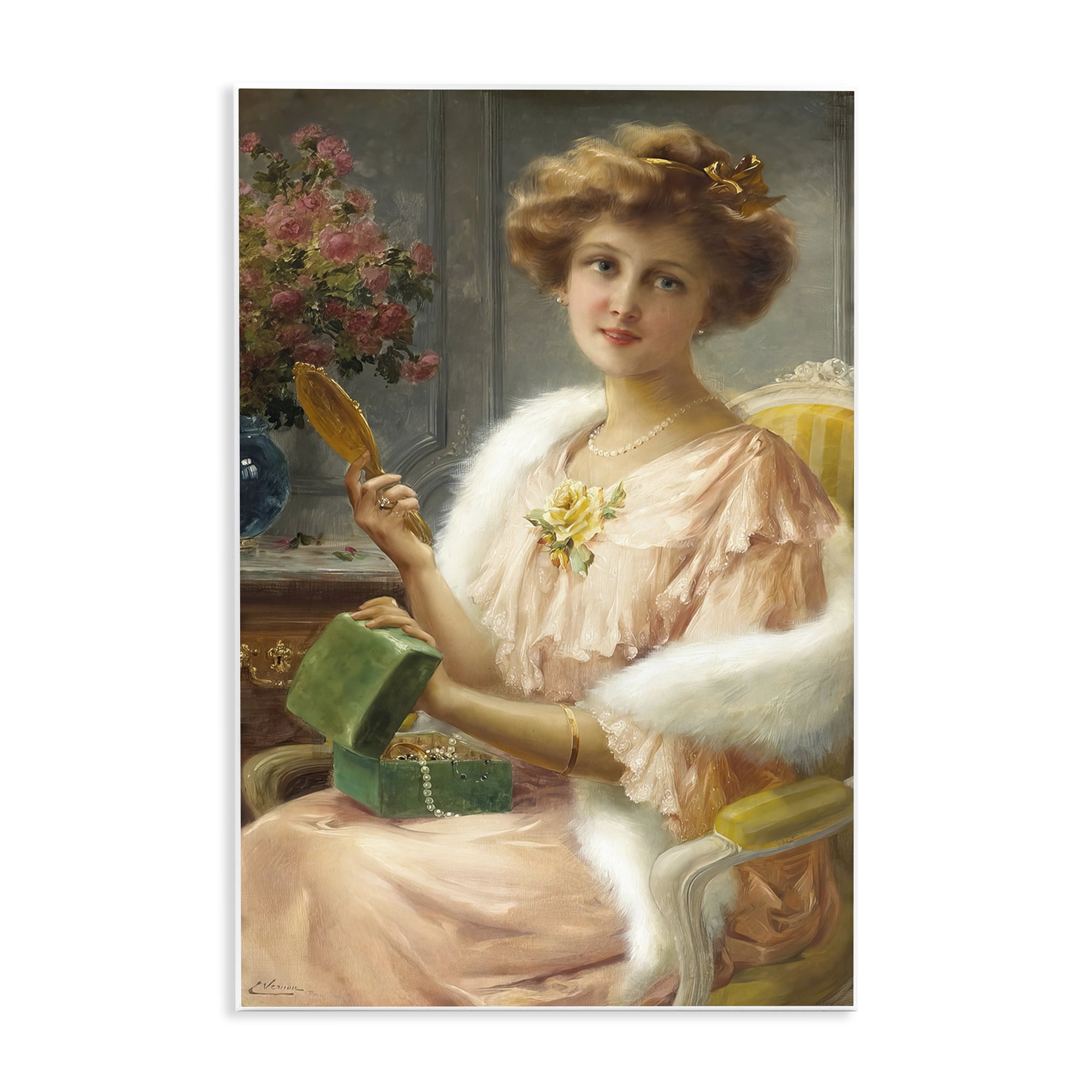 Stupell Industries Young Lady with Mirror Wall Plaque Art, design by Tina LeCour