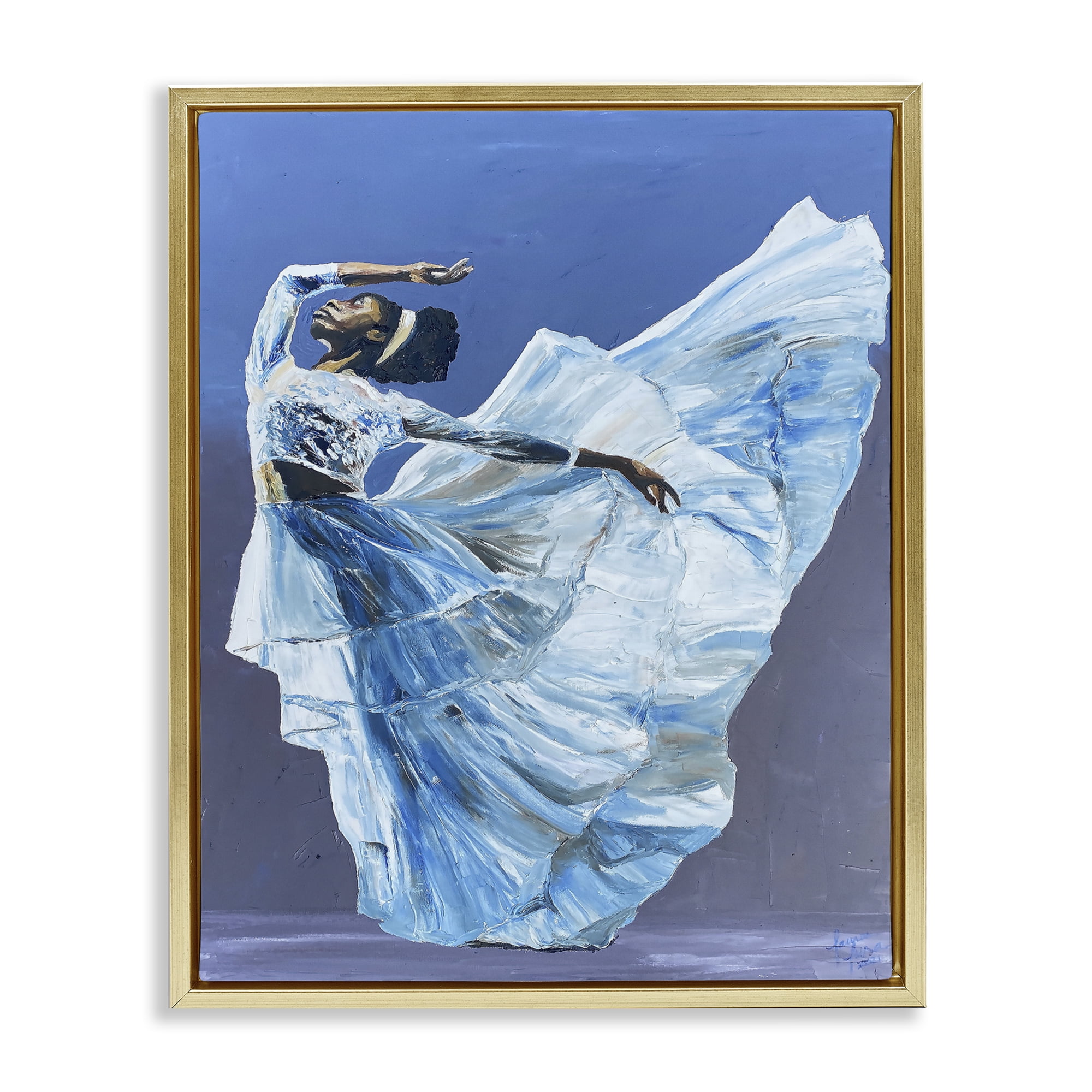 Stupell Industries Young Queen Dancer Gold Framed Floater Canvas Wall Art, design by Lauren Luna