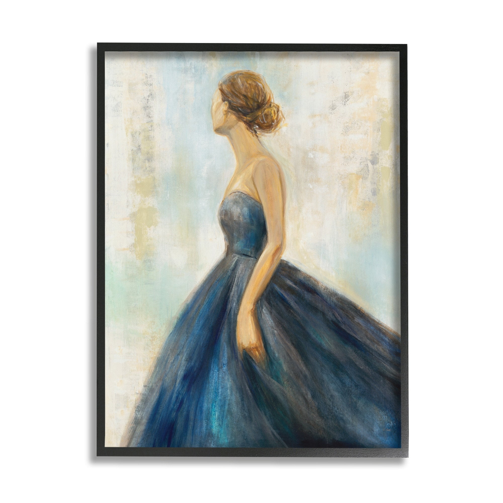 Stupell Industries Young Woman Blue Dress Soft Focus Pose,11 x 14,Designed by K. Nari