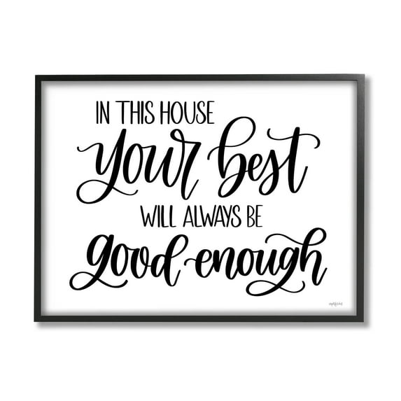 Stupell Industries Your Best Is Enough Motivating Phrase Graphic Art Black Framed Art Print Wall Art, Design by Imperfect Dust