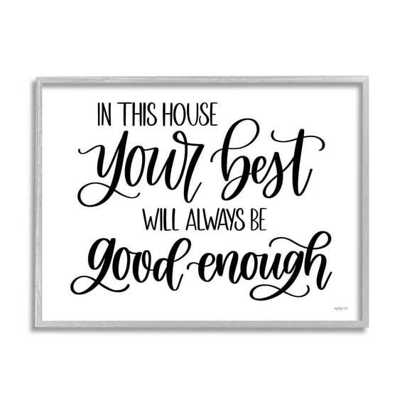 Stupell Industries Your Best Is Enough Motivating Phrase Graphic Art Gray Framed Art Print Wall Art, Design by Imperfect Dust