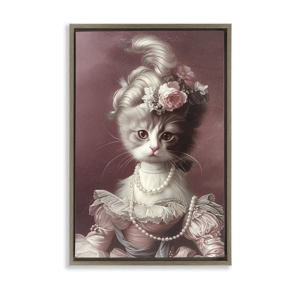 Stupell Industries Your Catness Historical Portrait Animals Painting Brown Floater Framed Canvas Art Print Wall Art, 21 x 31